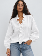 Angeline | Blusa con Cuello en V Fruncido