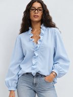 Angeline | Blusa con Cuello en V Fruncido