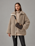 Silvia | Chaqueta Teddy Oversize de Cuello Alto