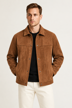 Chaqueta de ante con botones elegante