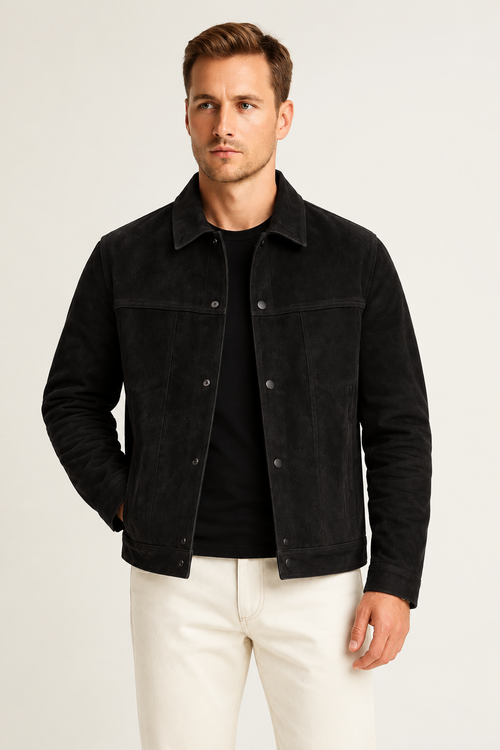 Chaqueta de ante con botones elegante