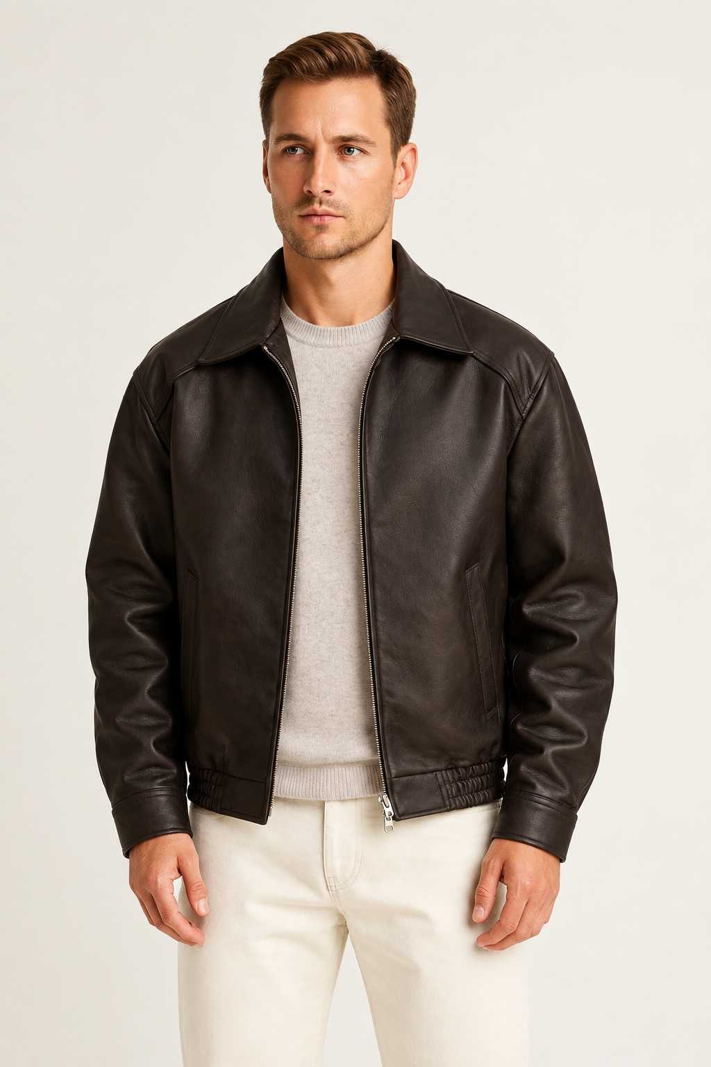 Chaqueta bomber de cuero clásica