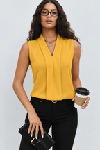 Nela | Blusa Sin Mangas con Escote en V y Corte Vaporoso