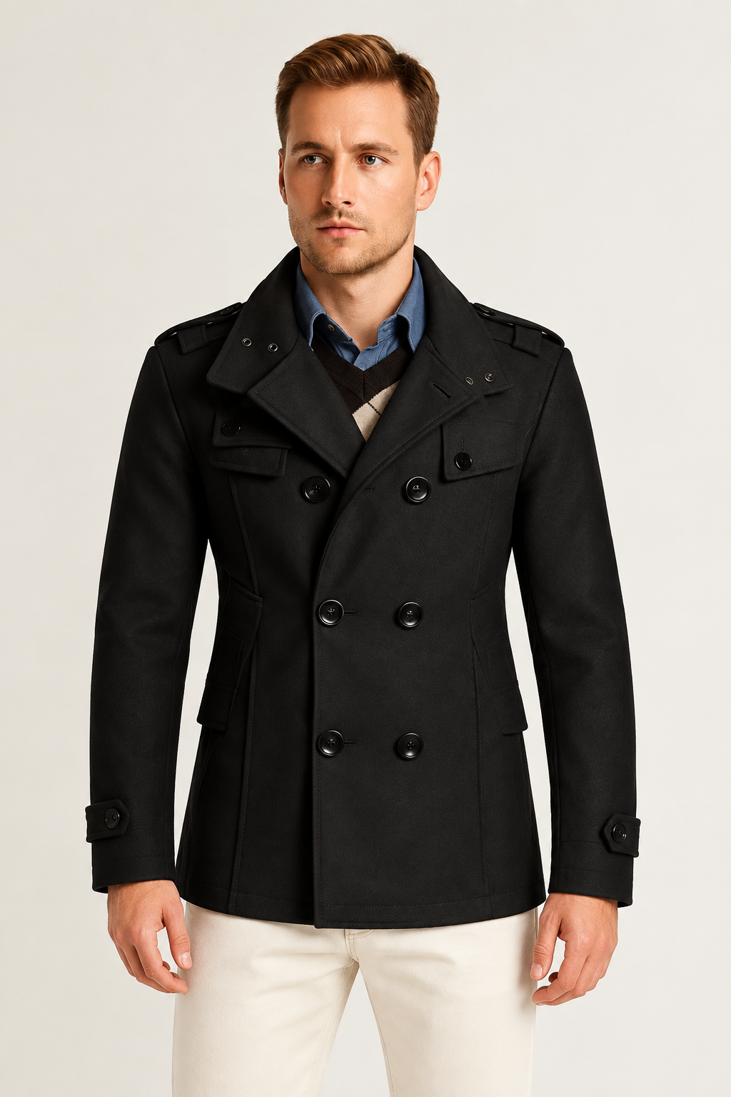Chaqueta militar cruzada elegante