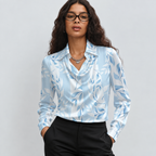 Silvia | Blusa de Lujo con Brillo y Cuello Plisado