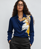 Silvia | Blusa de Lujo con Brillo y Cuello Plisado