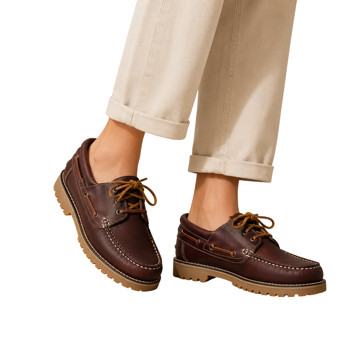 NÁUTICOS  CLÁSICOS BENAVENTE UNISEX CORDONES PIEL PULL CAMEL