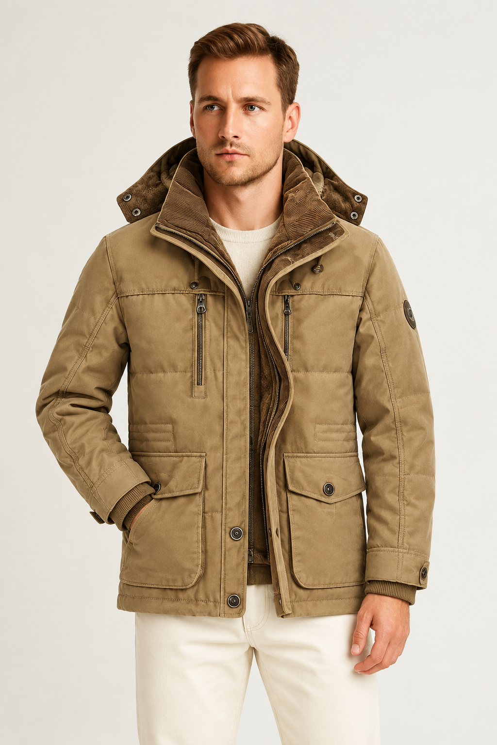 Chaqueta con capucha y bolsillos cómoda