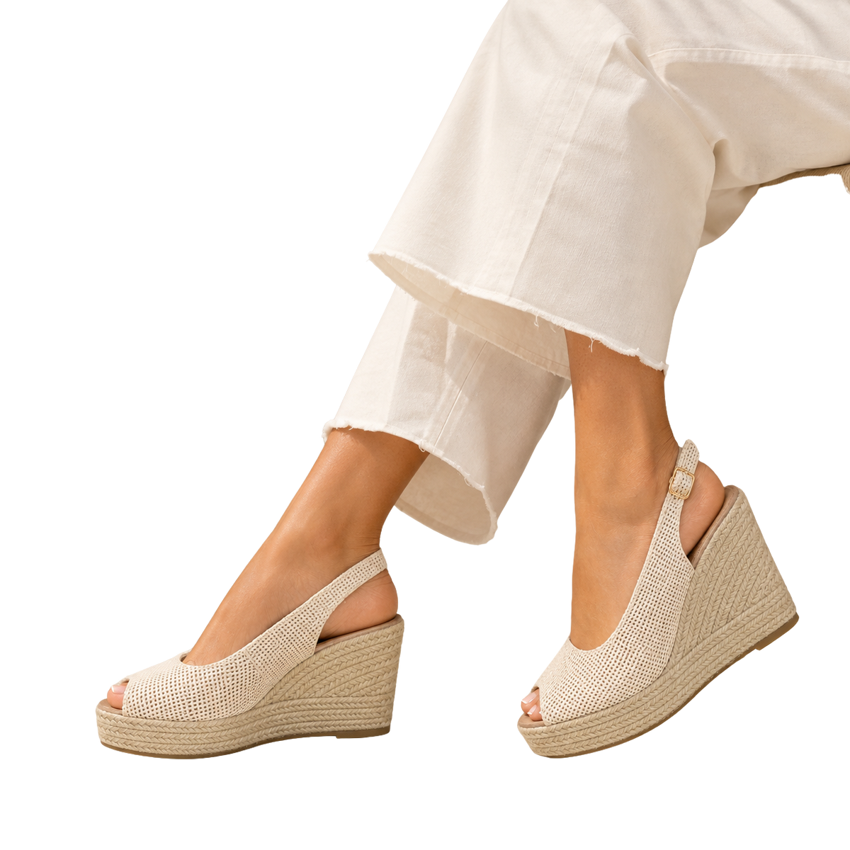 MUJER CUÑA DE ESPARTO GRETA BEIGE