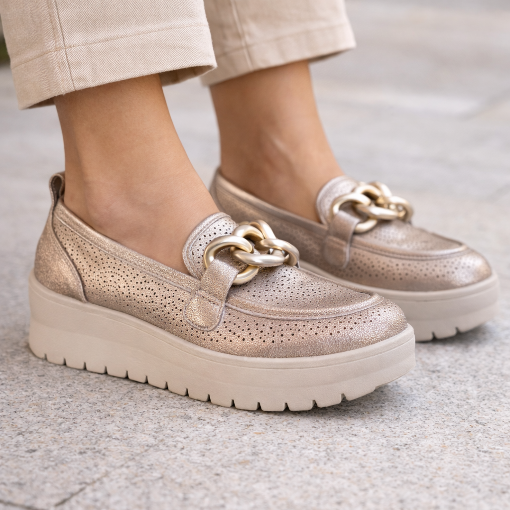 MUJER MOCASIN COMODO GLIDEA BRONCE