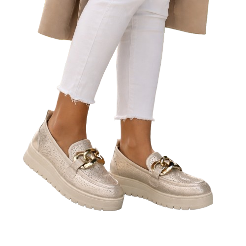 MUJER MOCASIN COMODO GLIDEA PLATINO
