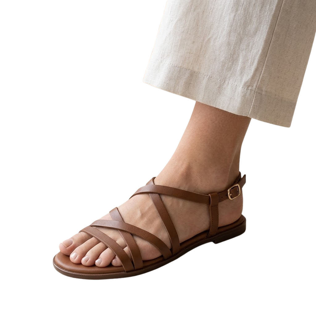 MUJER  SANDALIA PLANA ATENEA ROBLE