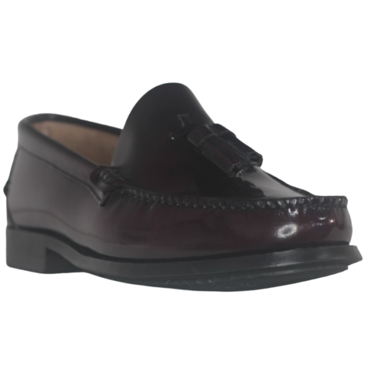 ZAPATO MOCASÍN BORLAS BURDEOS