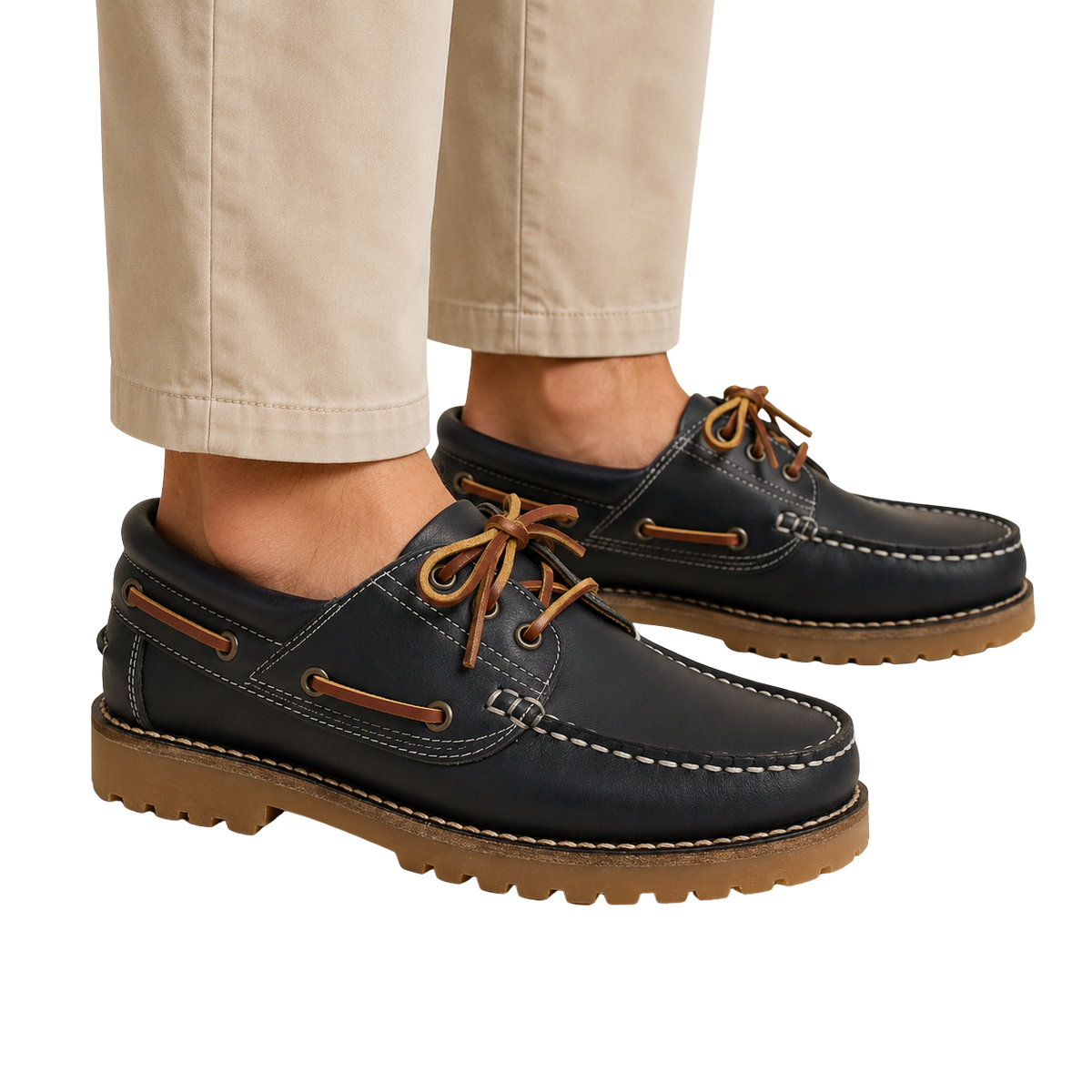 NÁUTICOS CLÁSICOS BENAVENTE UNISEX CORDONES PIEL PULL MARINO