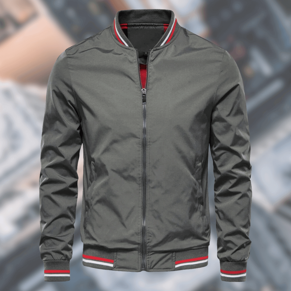 Chaqueta bomber con ribetes a rayas cómoda
