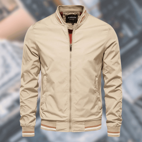 Chaqueta bomber con ribetes a rayas cómoda