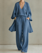Tanisha | Conjunto de Tres Piezas Efecto Lino