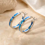 Pendientes Chic Circulares con Ópalo de Fuego Azul