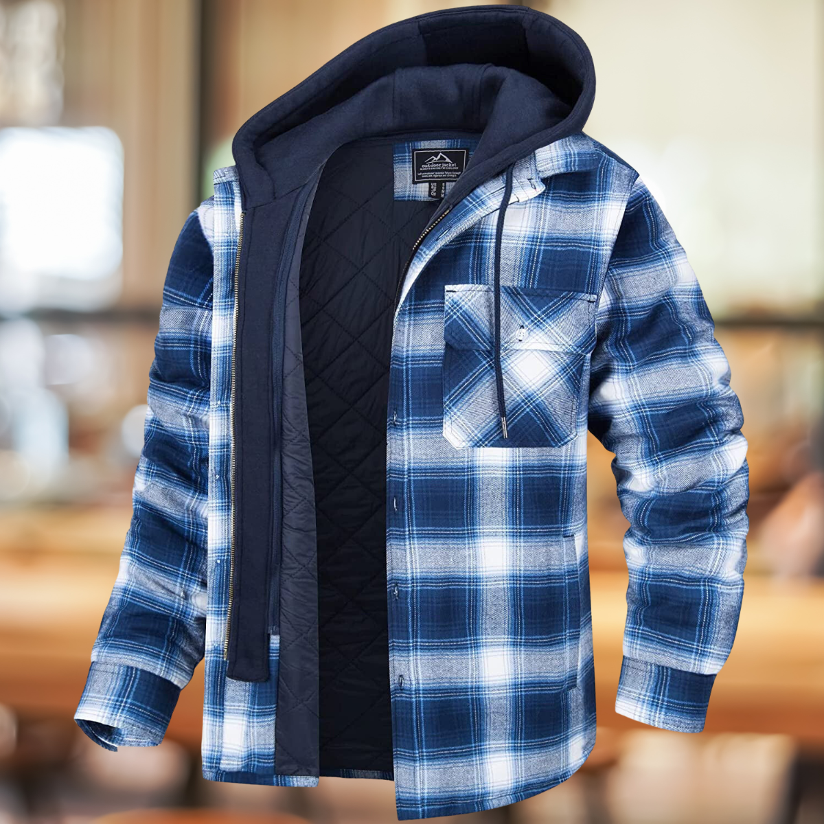 Sobrecamisa de cuadros con capucha cálida