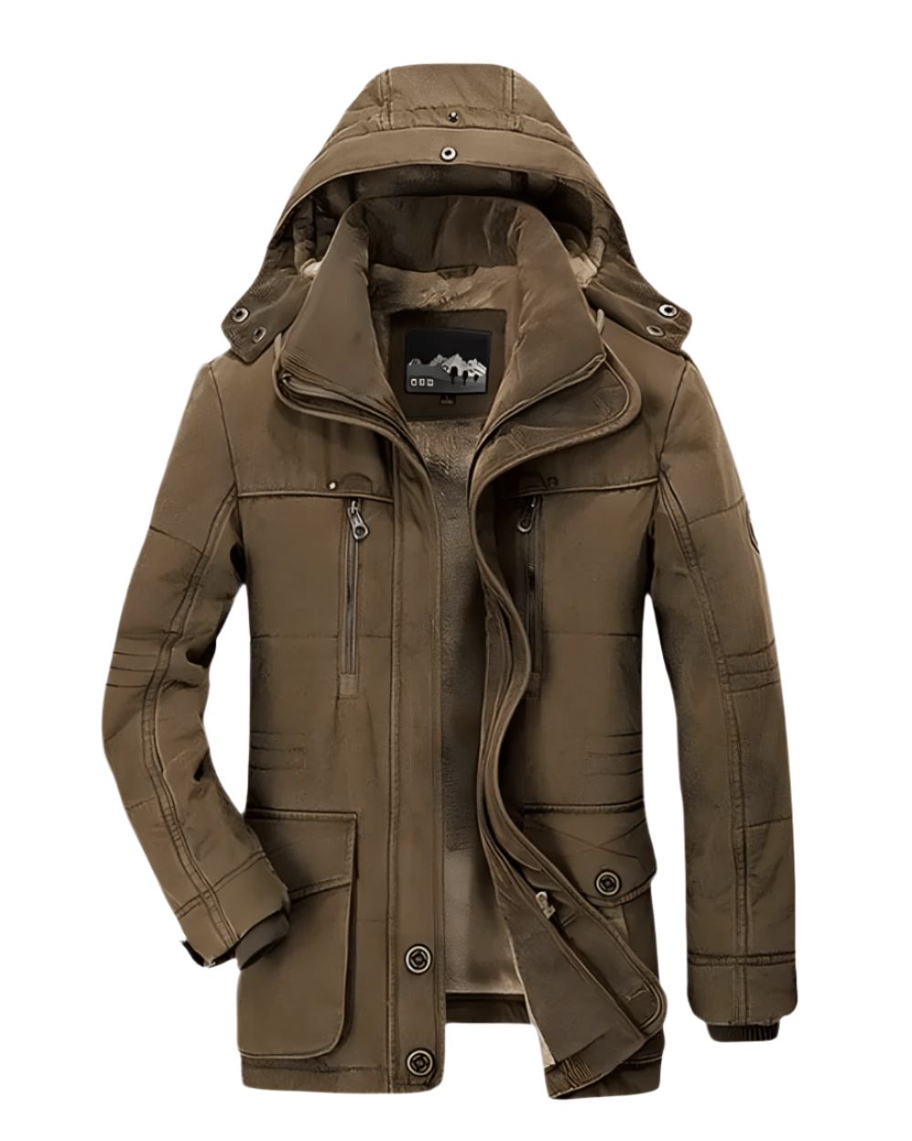 Parka larga con capucha cálida