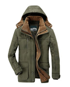 Parka larga con capucha cálida