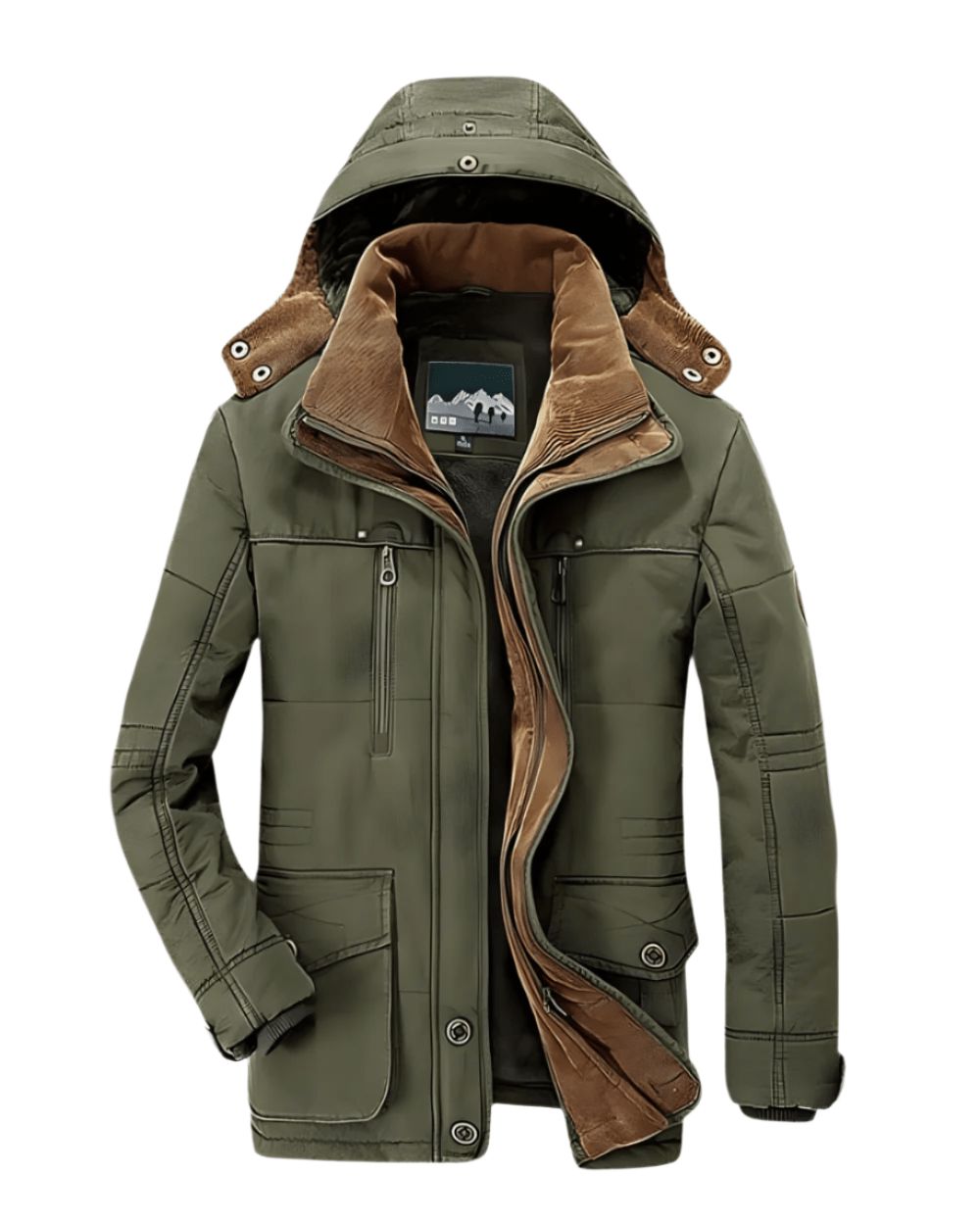 Parka larga con capucha cálida