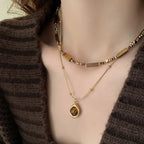 Kaia Collar Doble Capa con Ojo de Tigre