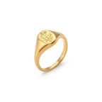 Violeta Anillo Dorado de Acero Inoxidable con Flores Silvestres Grabadas