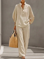 Maribel | Conjunto con mangas murciélago y pantalón ancho